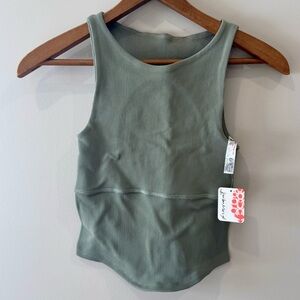 FP Movement by Free People Olive Green Ribbed Tank Top